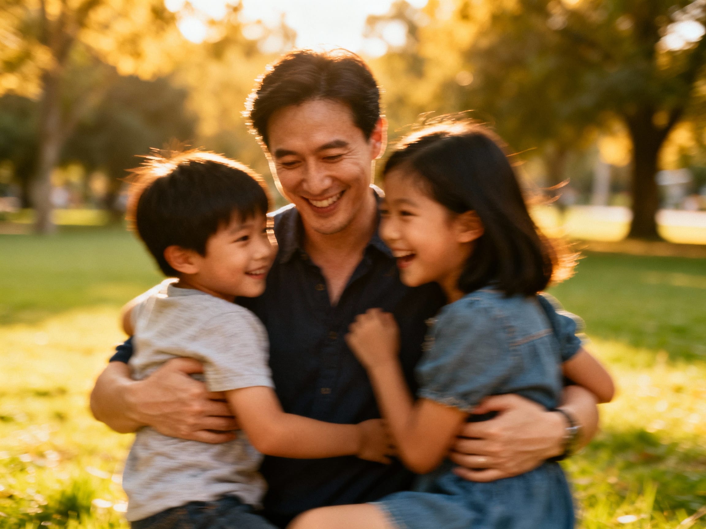 blurry photo of a happy family