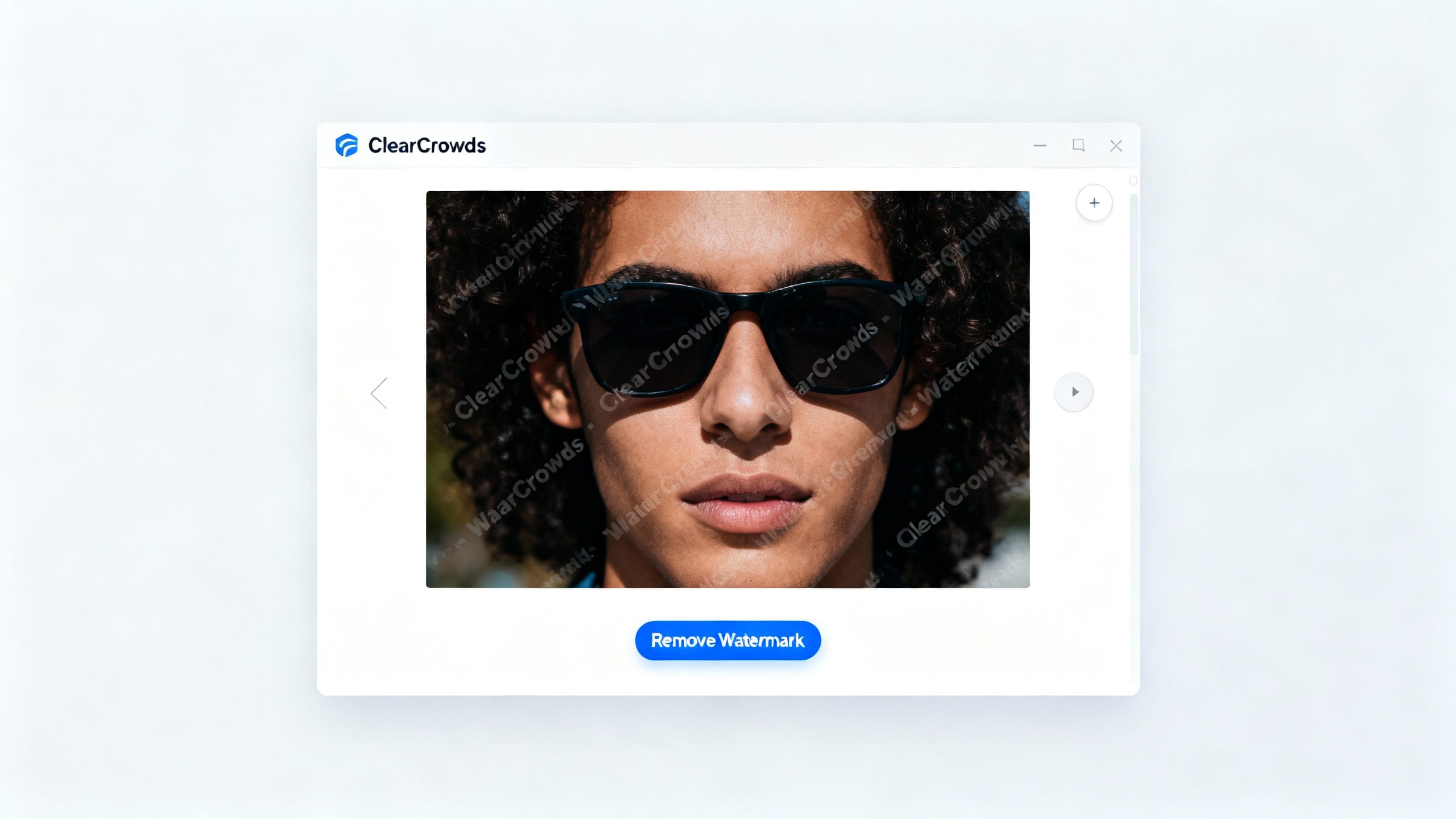 ClearCrowds interface removing a watermark