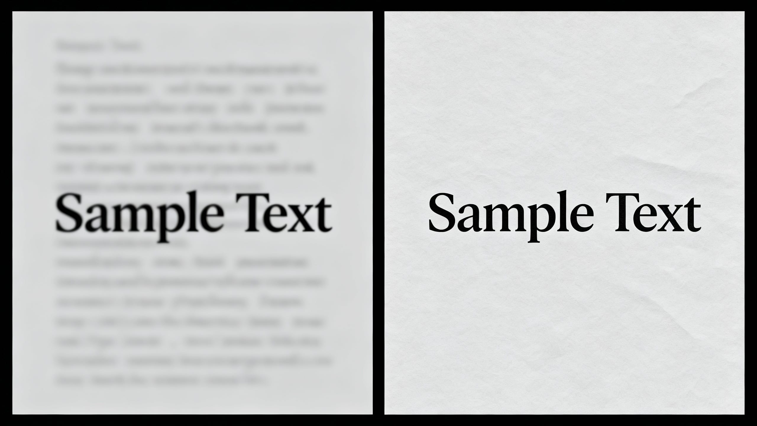 collage of before and after unblurred text images