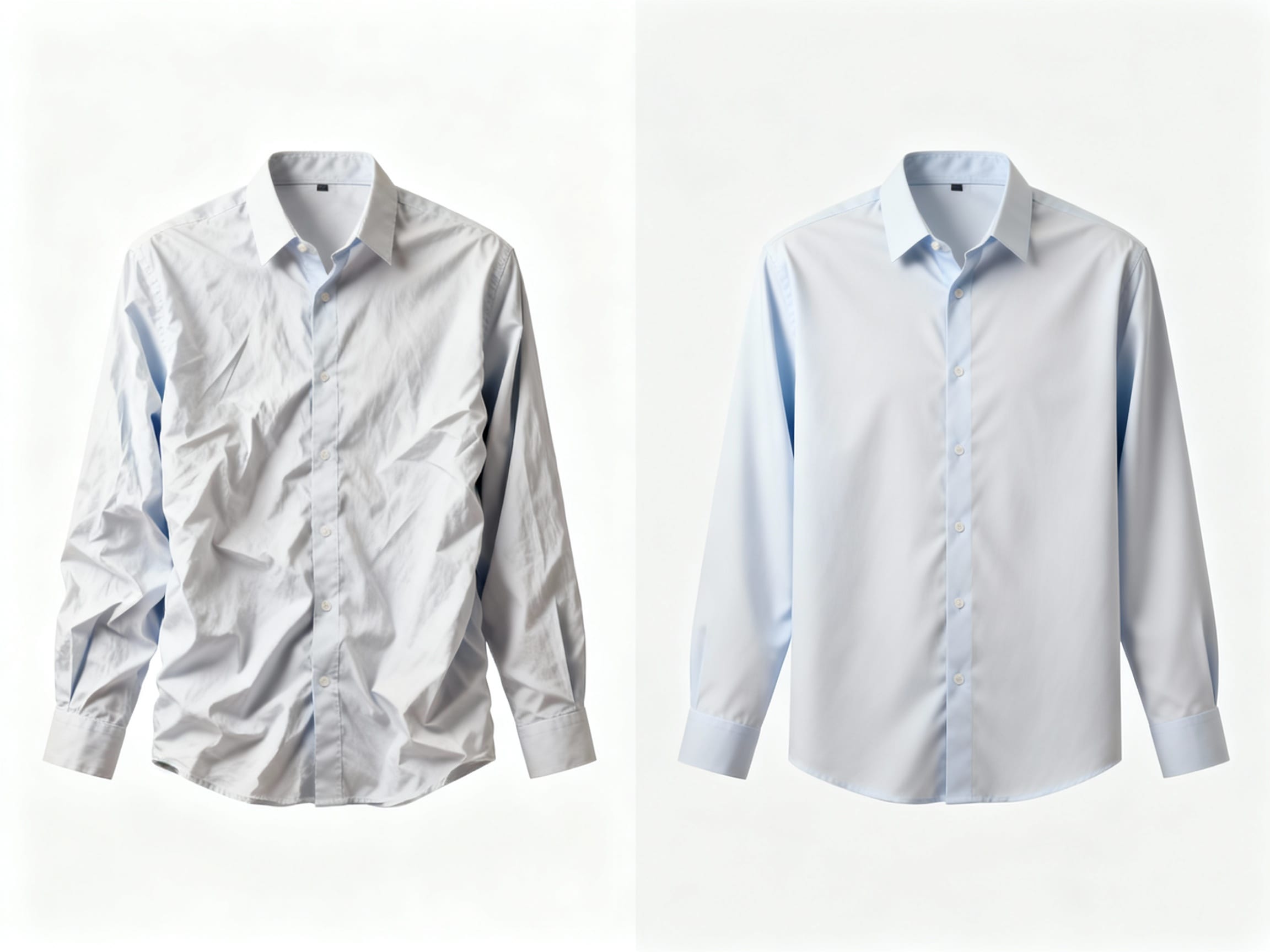 before and after wrinkled shirt removal